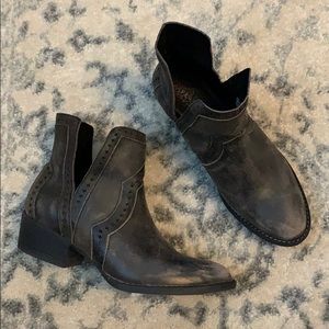 Distressed leather booties